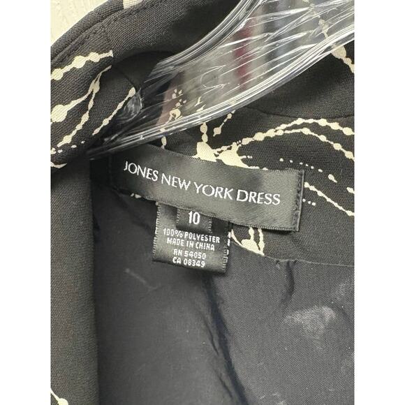 Jones New York Black and White Dress, Faux Wrap, Sleeveless,  Women's Size 10 - Picture 2 of 5